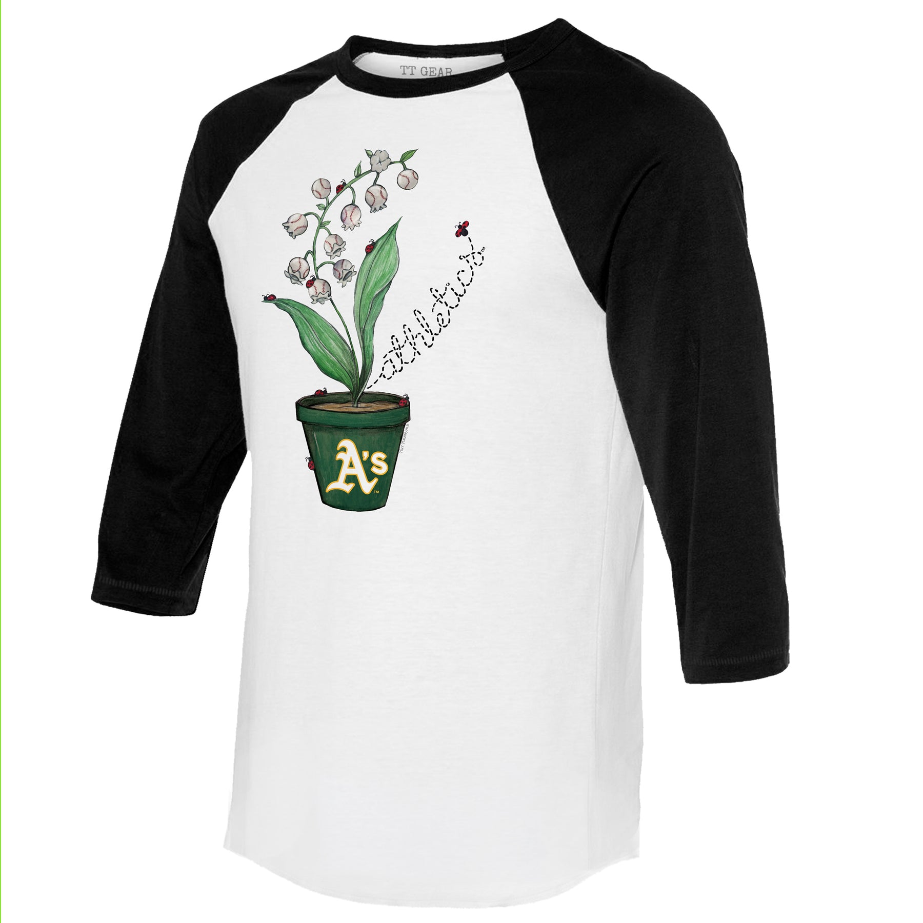Oakland Athletics Ladybug 3/4 Black Sleeve Raglan