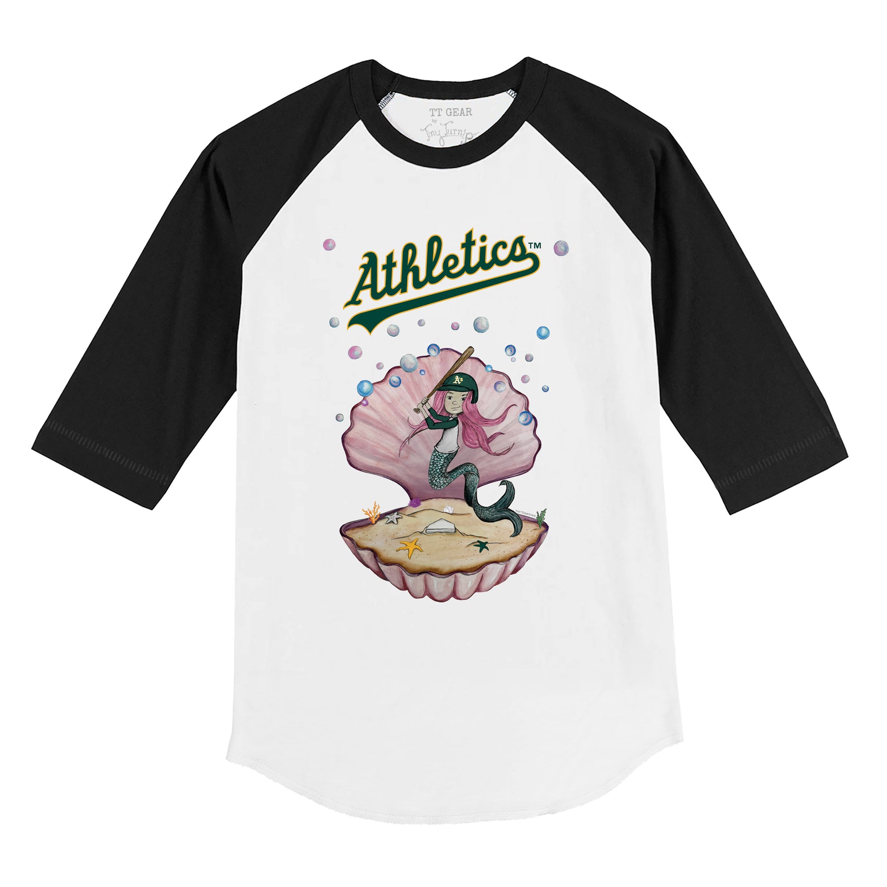 Oakland Athletics Mermaid 3/4 Black Sleeve Raglan