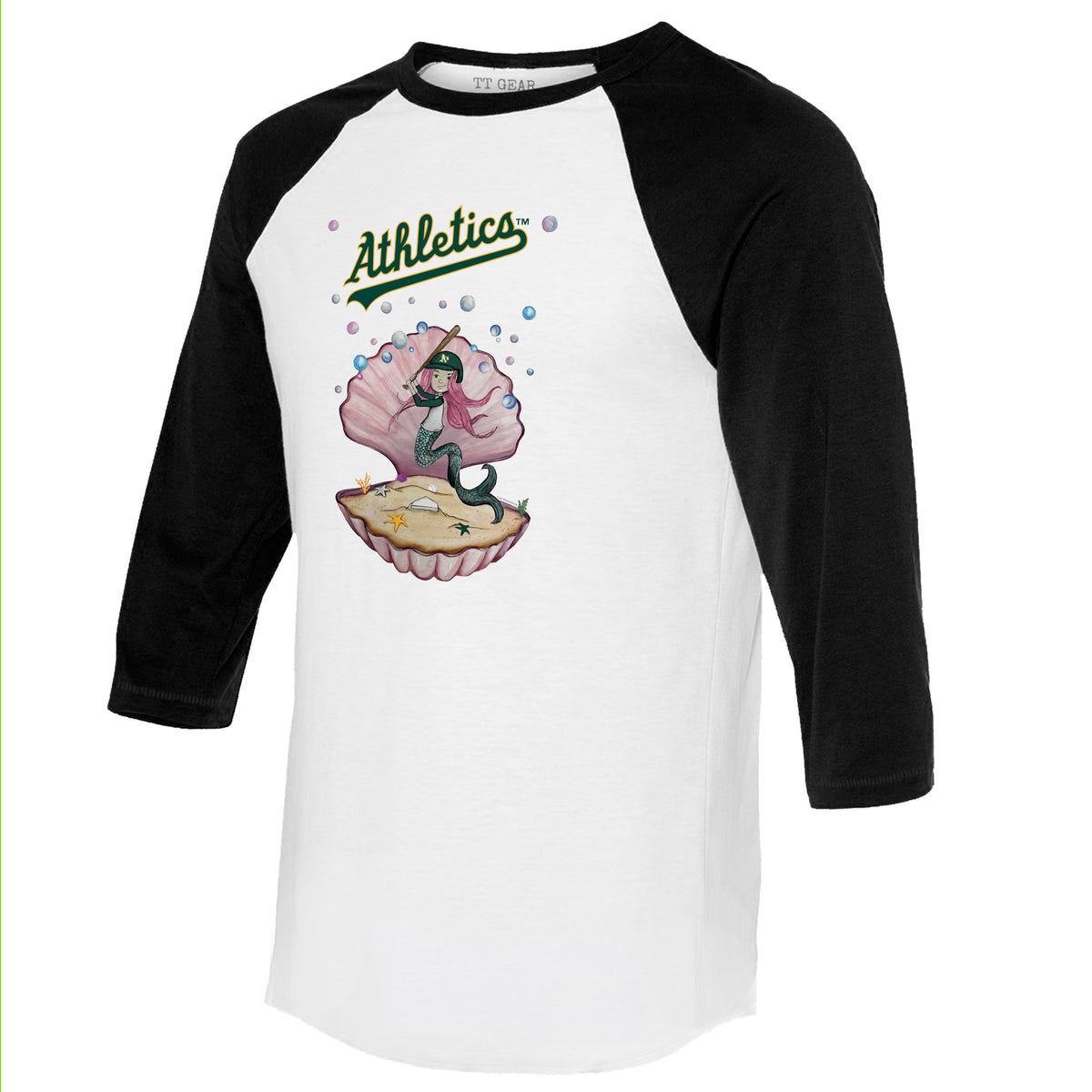 Oakland Athletics Mermaid 3/4 Black Sleeve Raglan