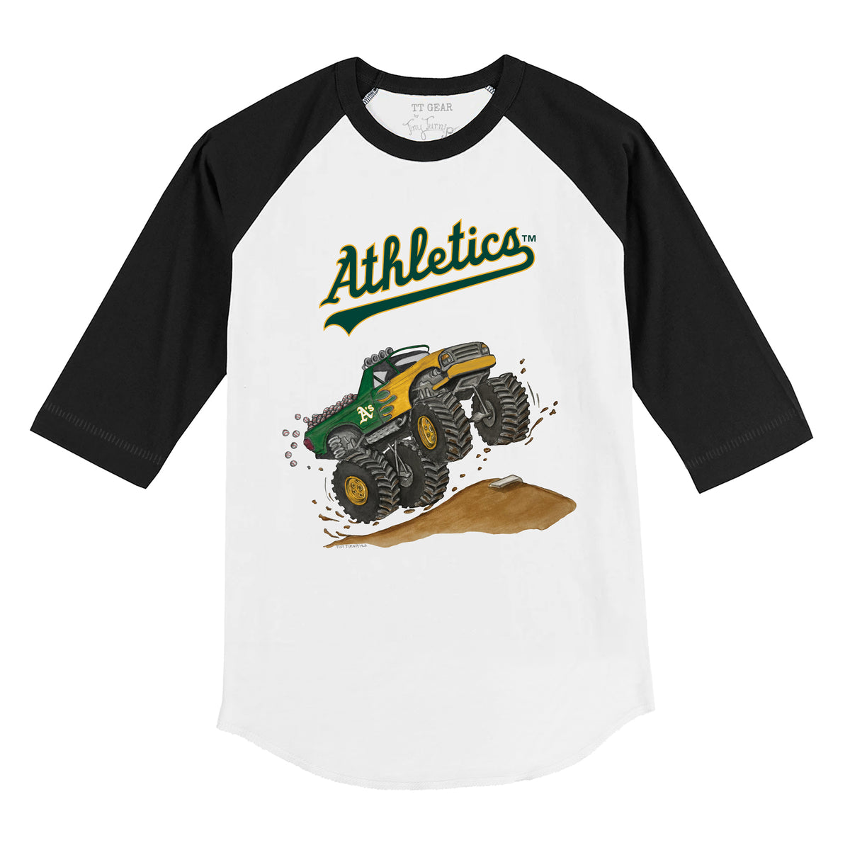 Oakland Athletics Monster Truck 3/4 Black Sleeve Raglan