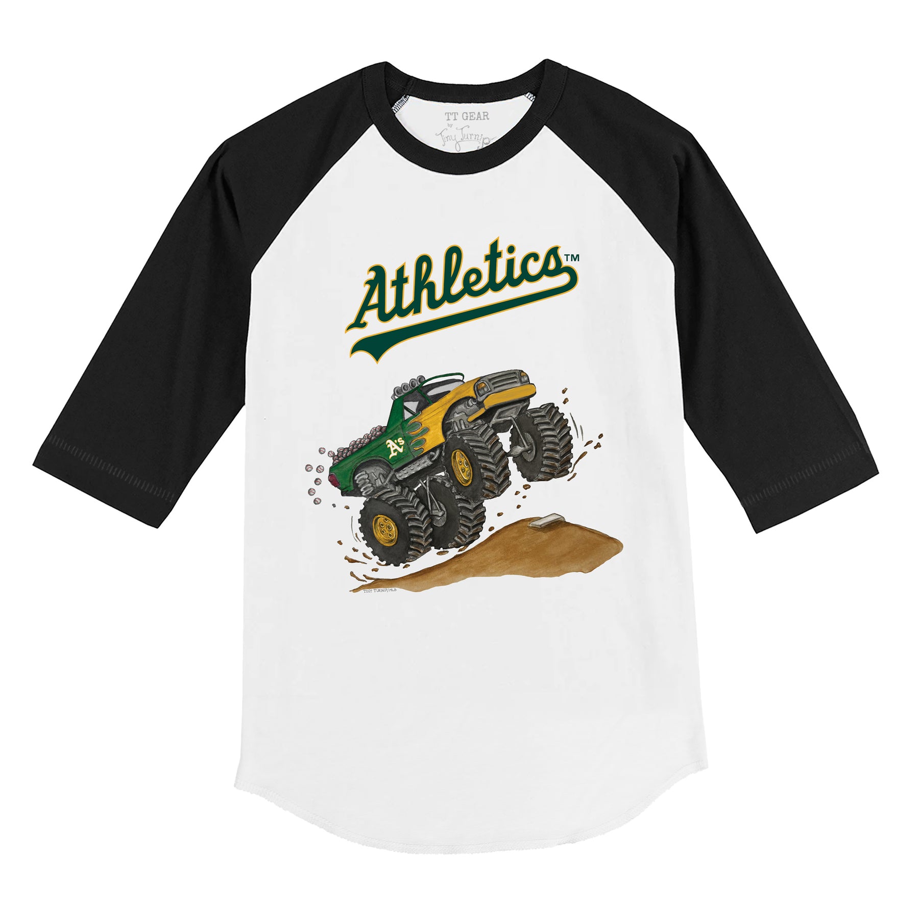 Oakland Athletics Monster Truck 3/4 Black Sleeve Raglan