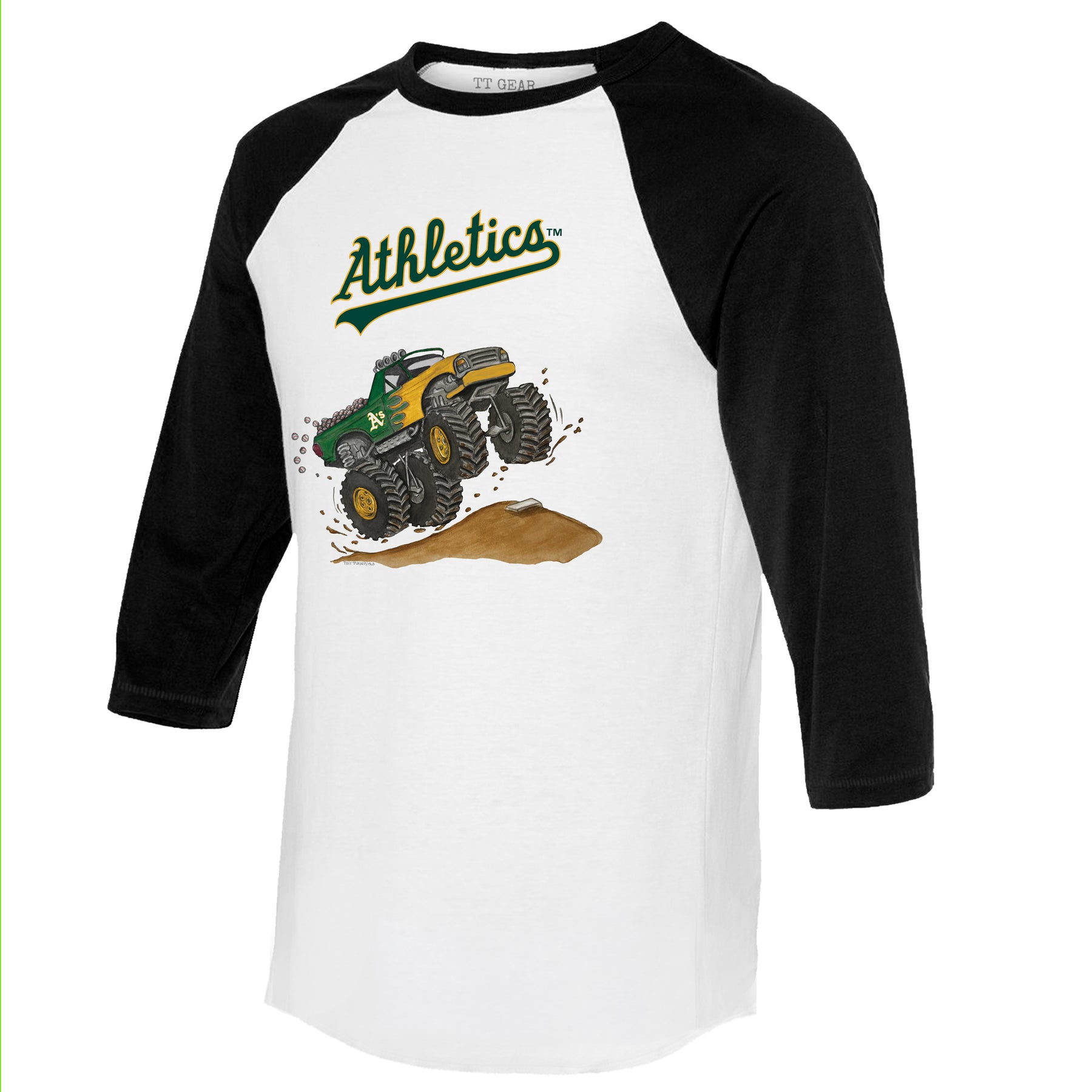 Oakland Athletics Monster Truck 3/4 Black Sleeve Raglan