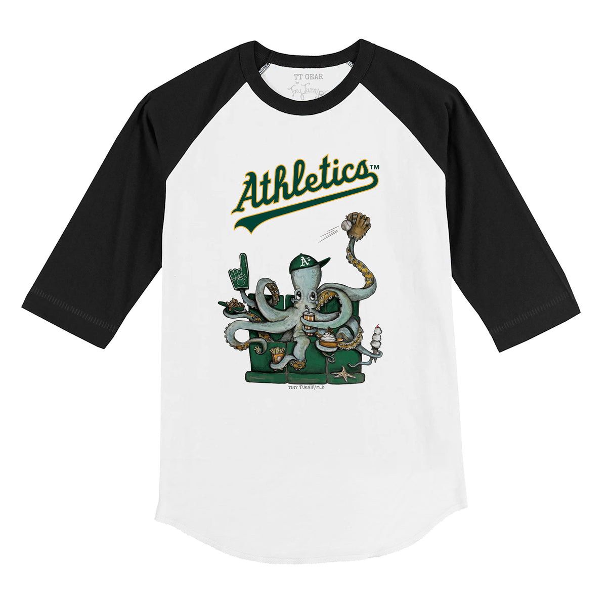 Oakland Athletics Octopus 3/4 Black Sleeve Raglan