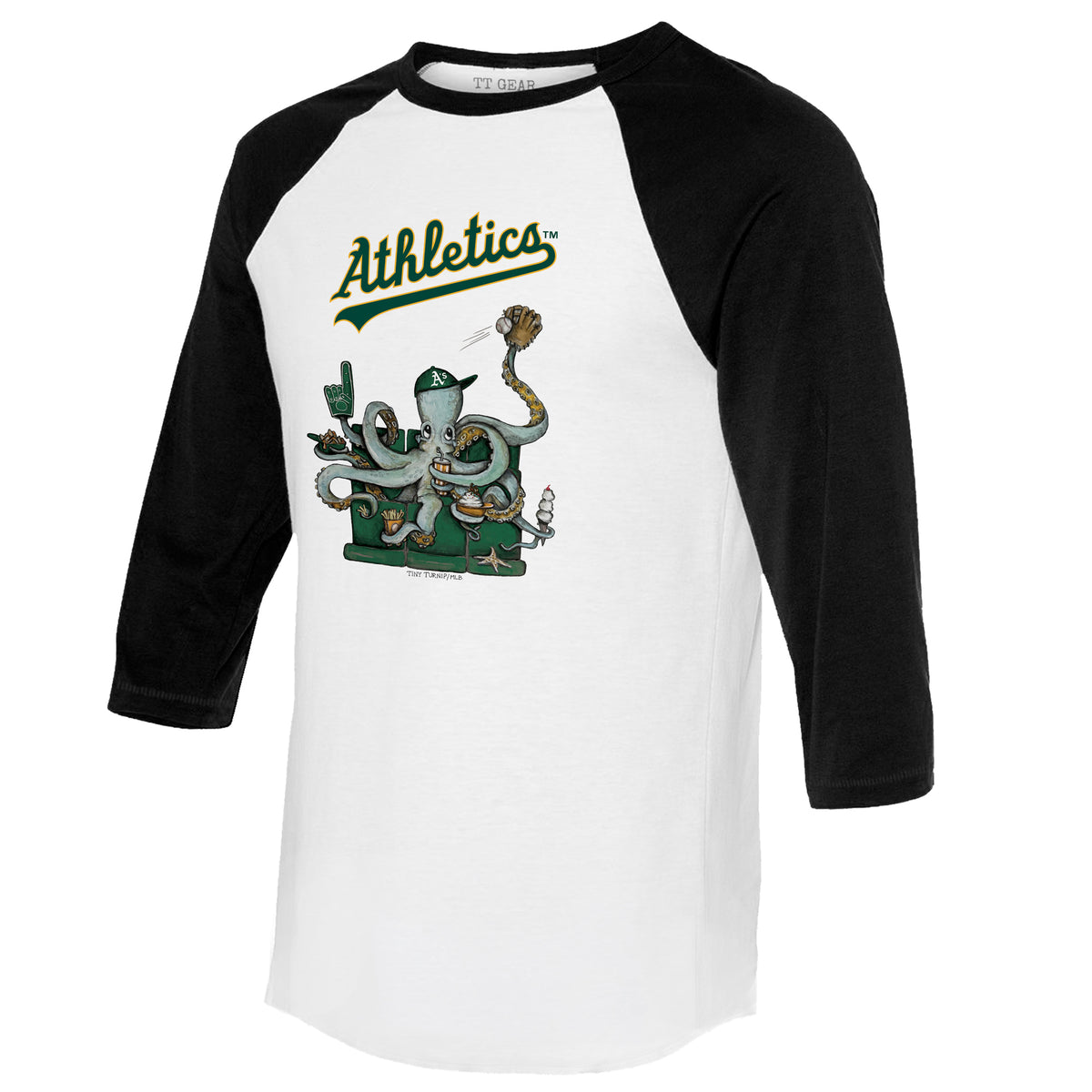 Oakland Athletics Octopus 3/4 Black Sleeve Raglan