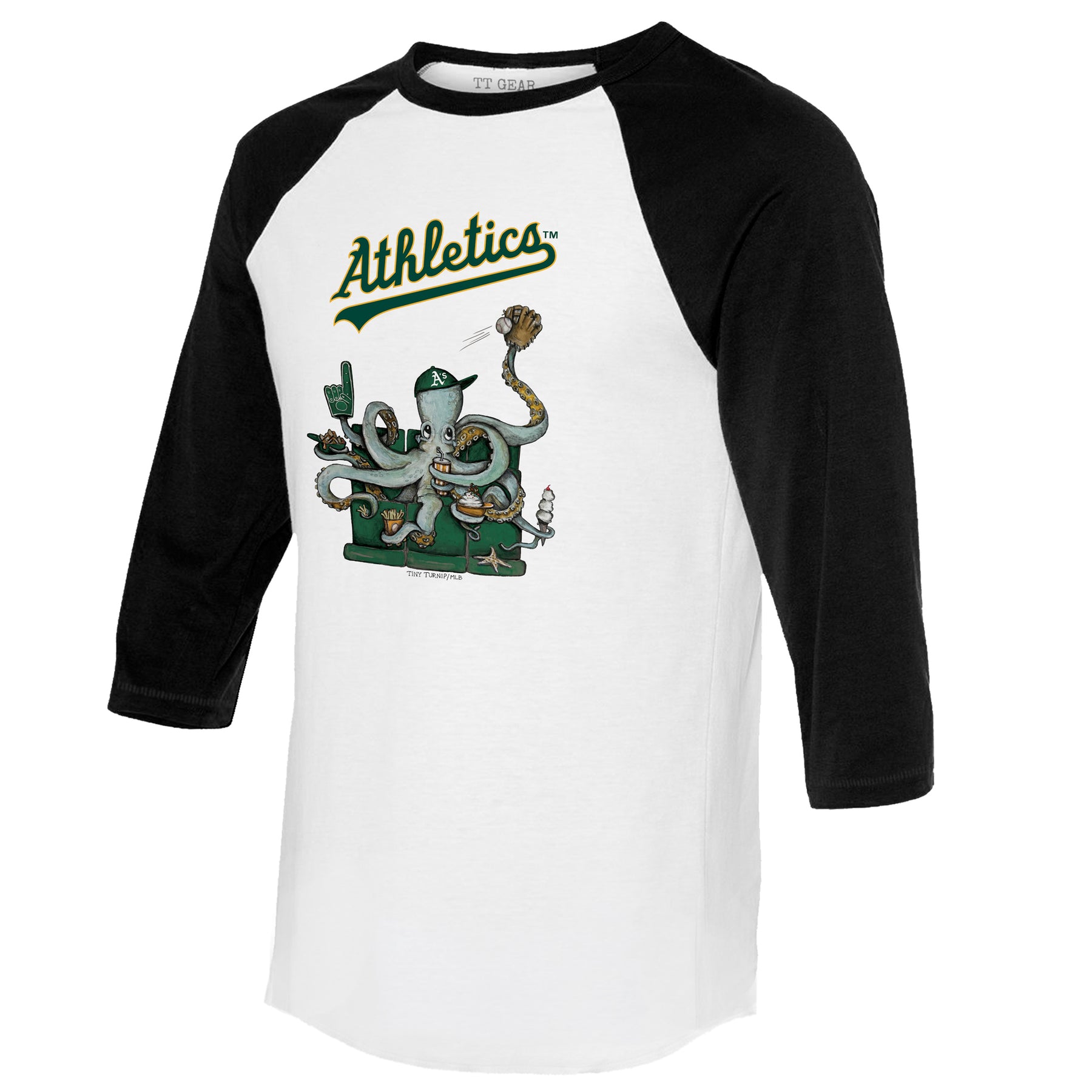 Oakland Athletics Octopus 3/4 Black Sleeve Raglan