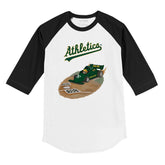 Oakland Athletics Race Car 3/4 Black Sleeve Raglan