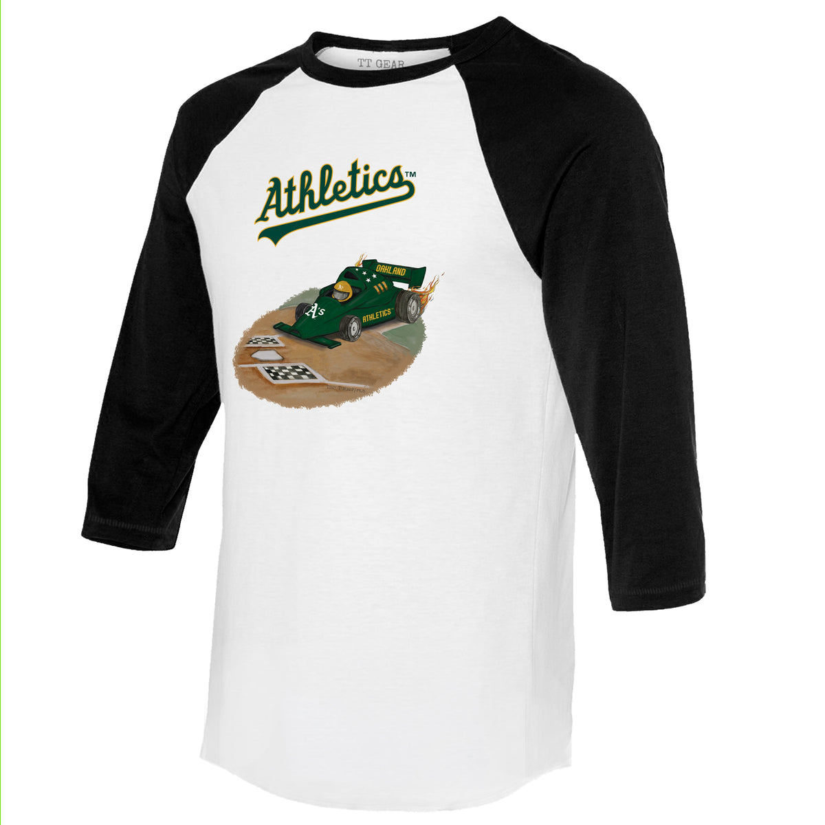 Oakland Athletics Race Car 3/4 Black Sleeve Raglan