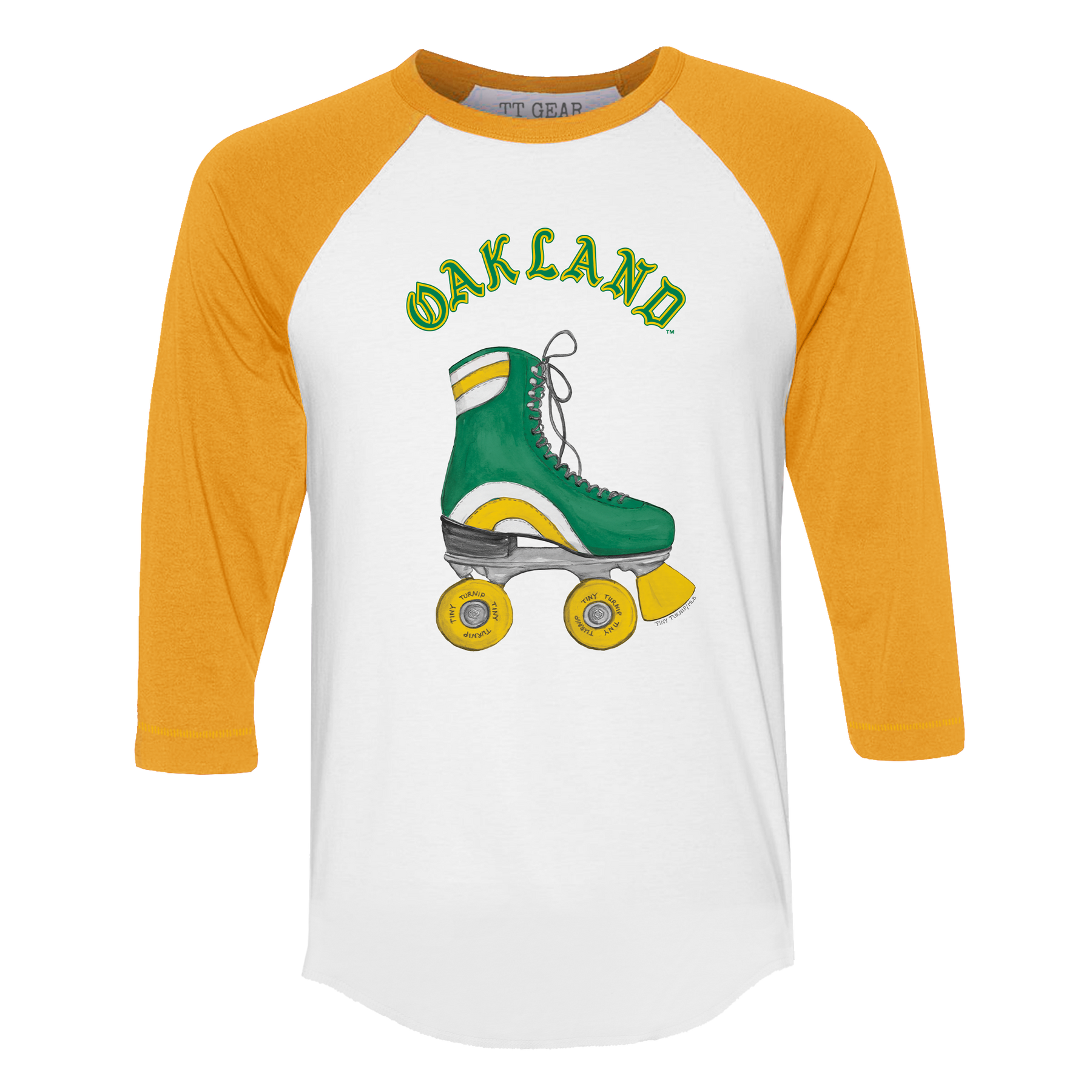 Oakland Athletics Retro Skate 3/4 Gold Sleeve Raglan