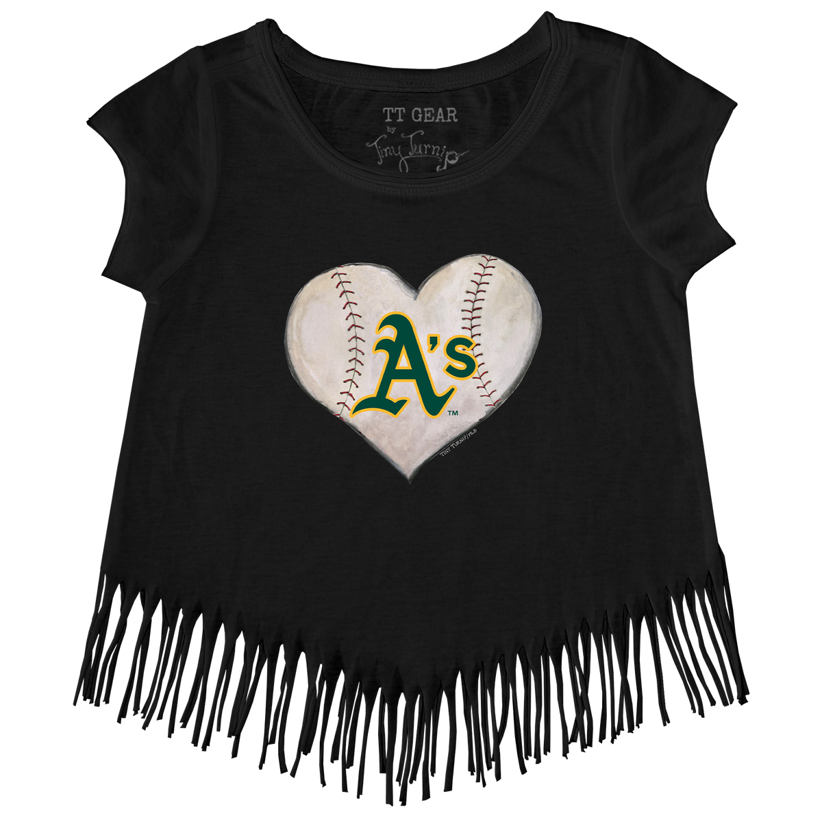 Oakland Athletics Stitched Heart Fringe Tee - Tiny Turnip