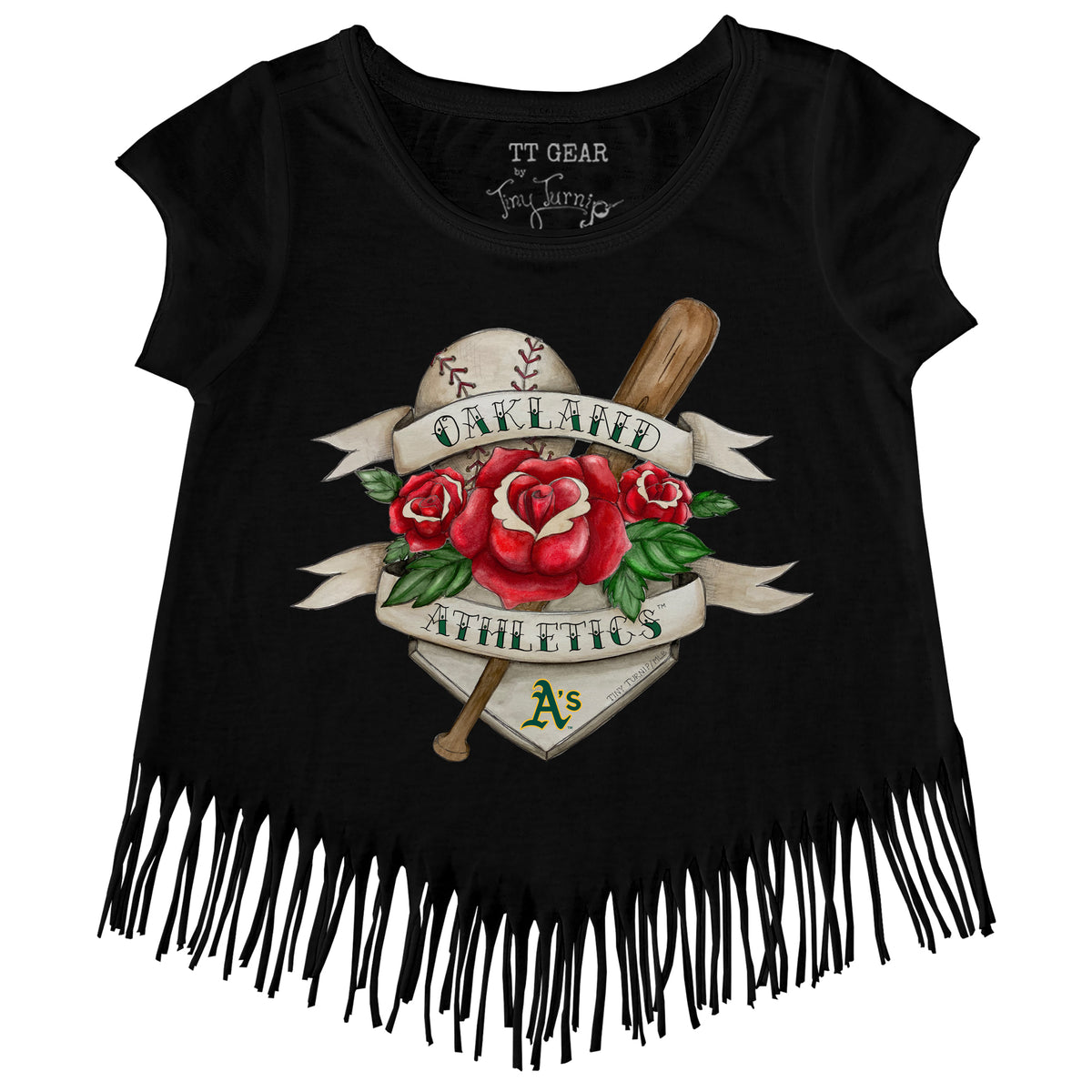Oakland Athletics Tattoo Rose Fringe Tee