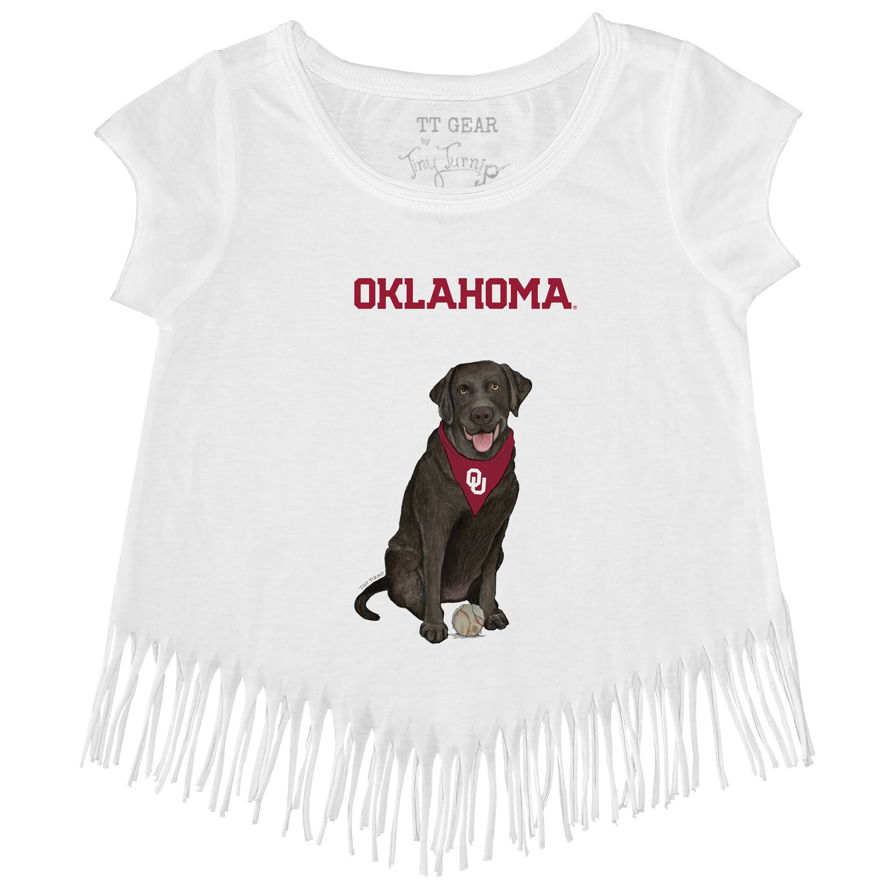 Oklahoma Sooners Black Labrador Retriever Fringe Tee