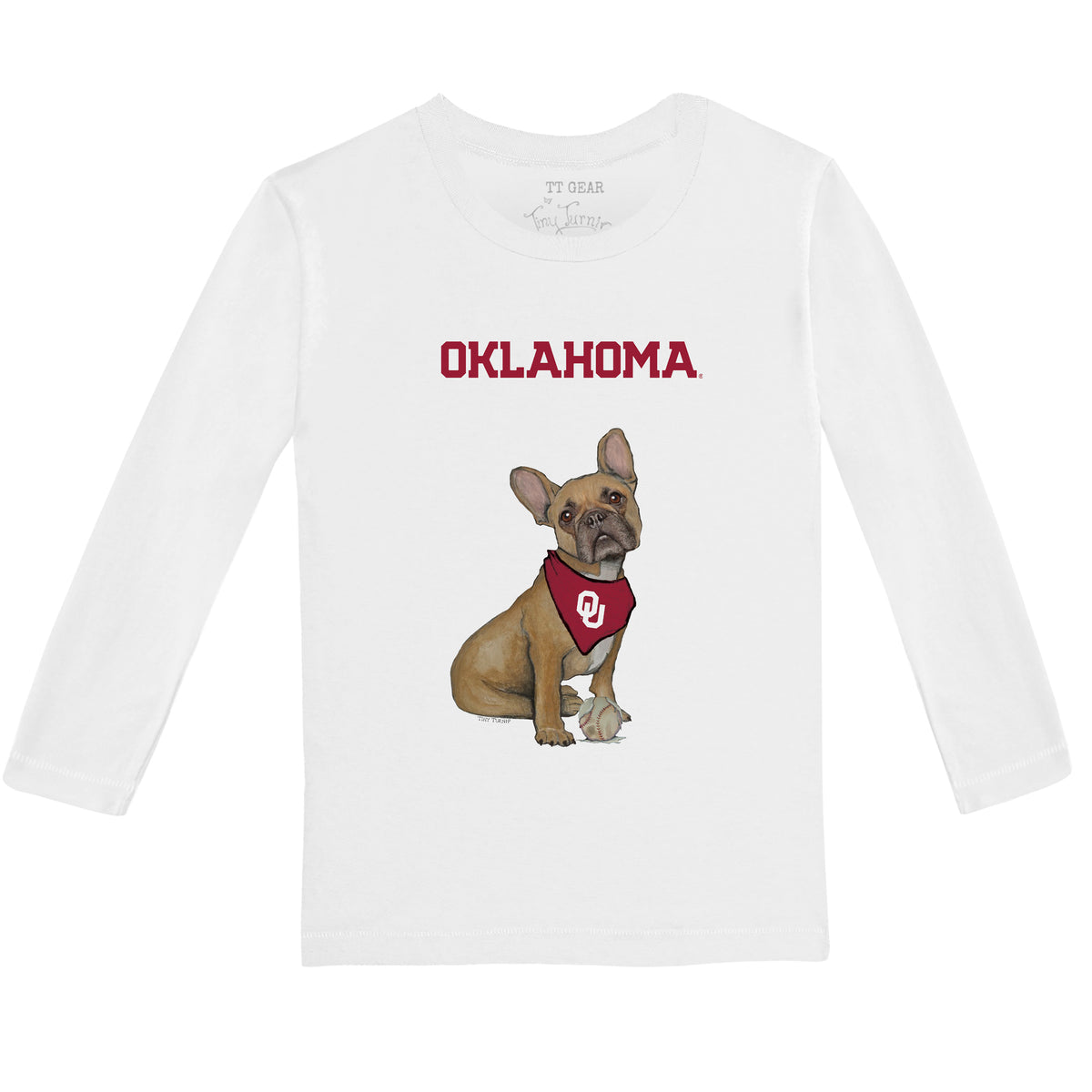 Oklahoma Sooners French Bulldog Long-Sleeve Tee Shirt