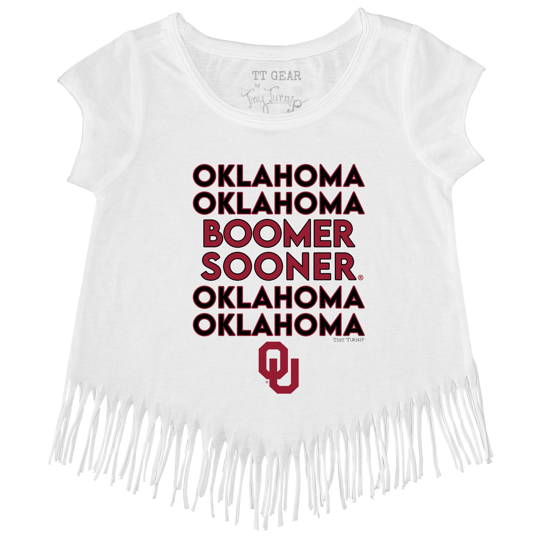 Oklahoma Sooners Stacked Fringe Tee