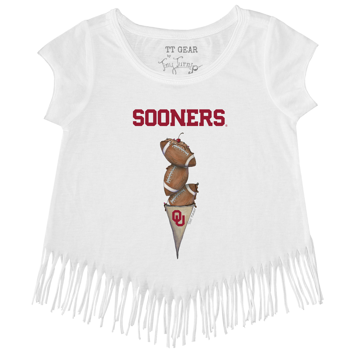 Oklahoma Sooners Football Triple Scoop Fringe Tee