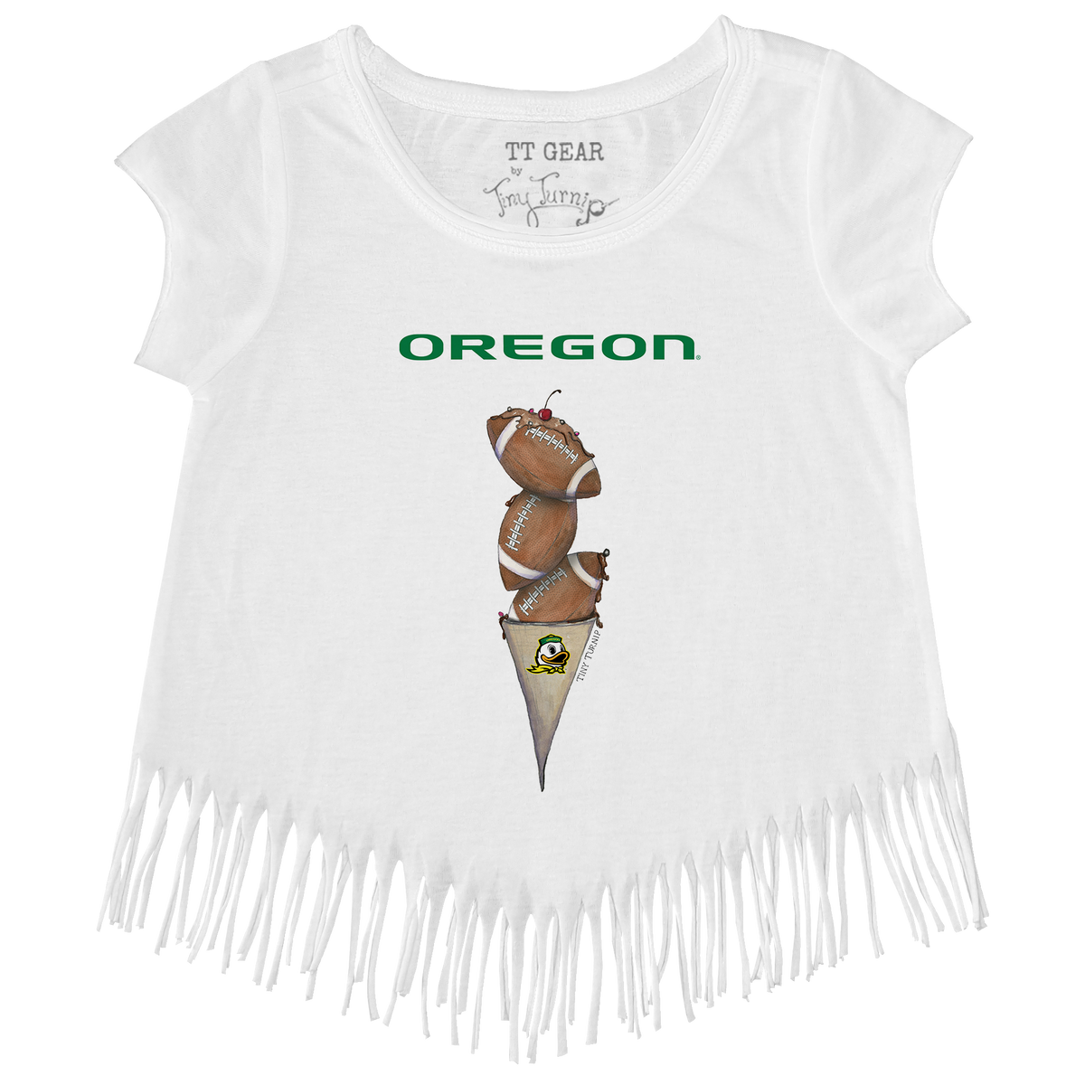 Oregon Ducks Football Triple Scoop Fringe Tee