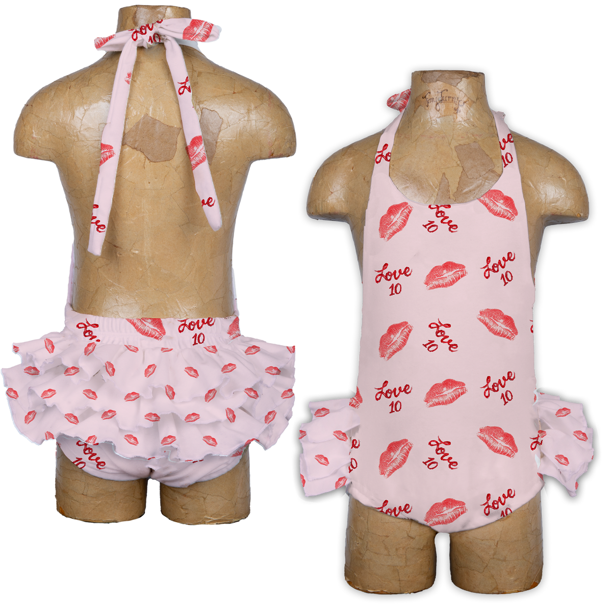 VIP Lipstick w/ Name, Number - Ruffle Romper - Tiny Turnip