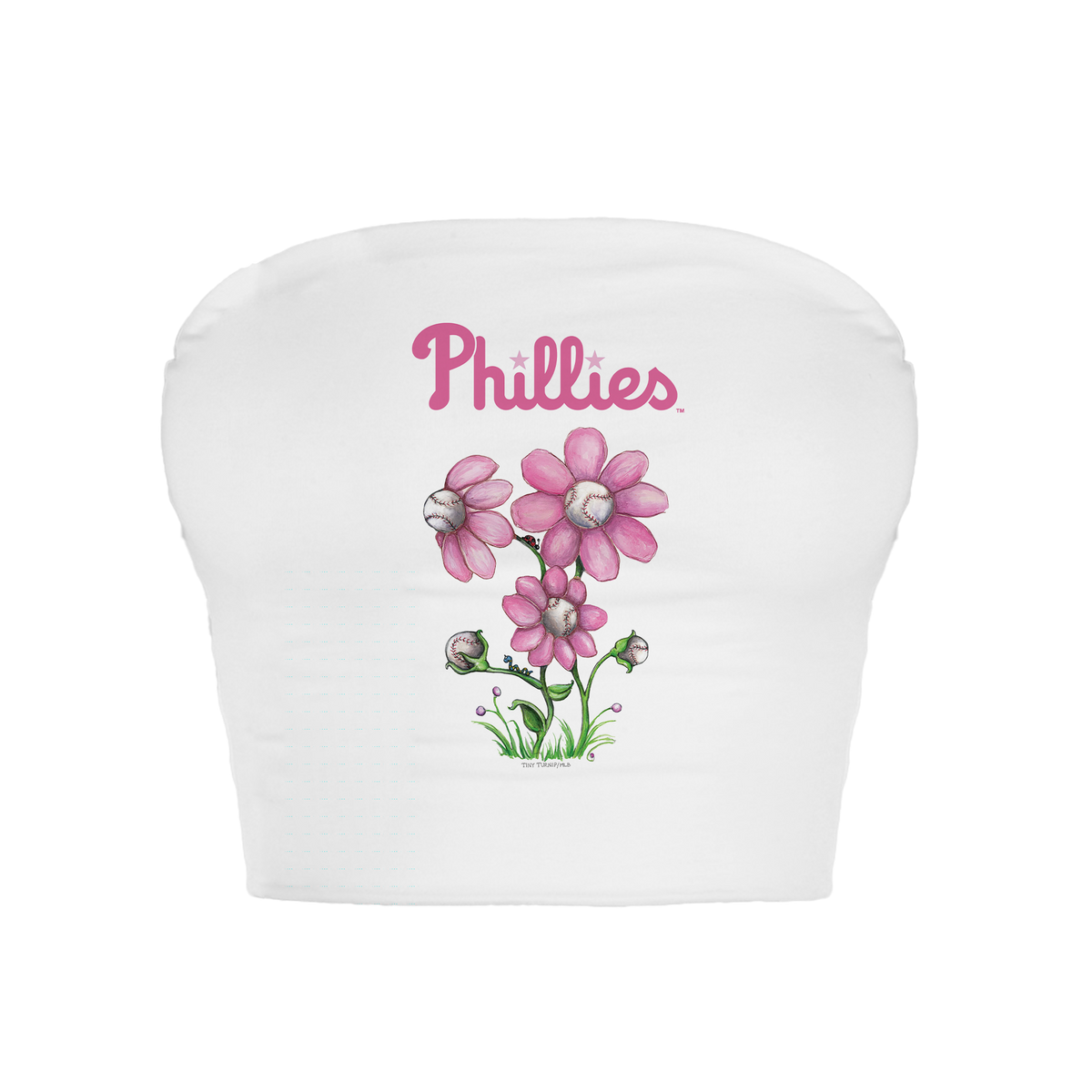 Philadelphia Phillies Blooming Baseballs Crop Tube Top - Tiny Turnip