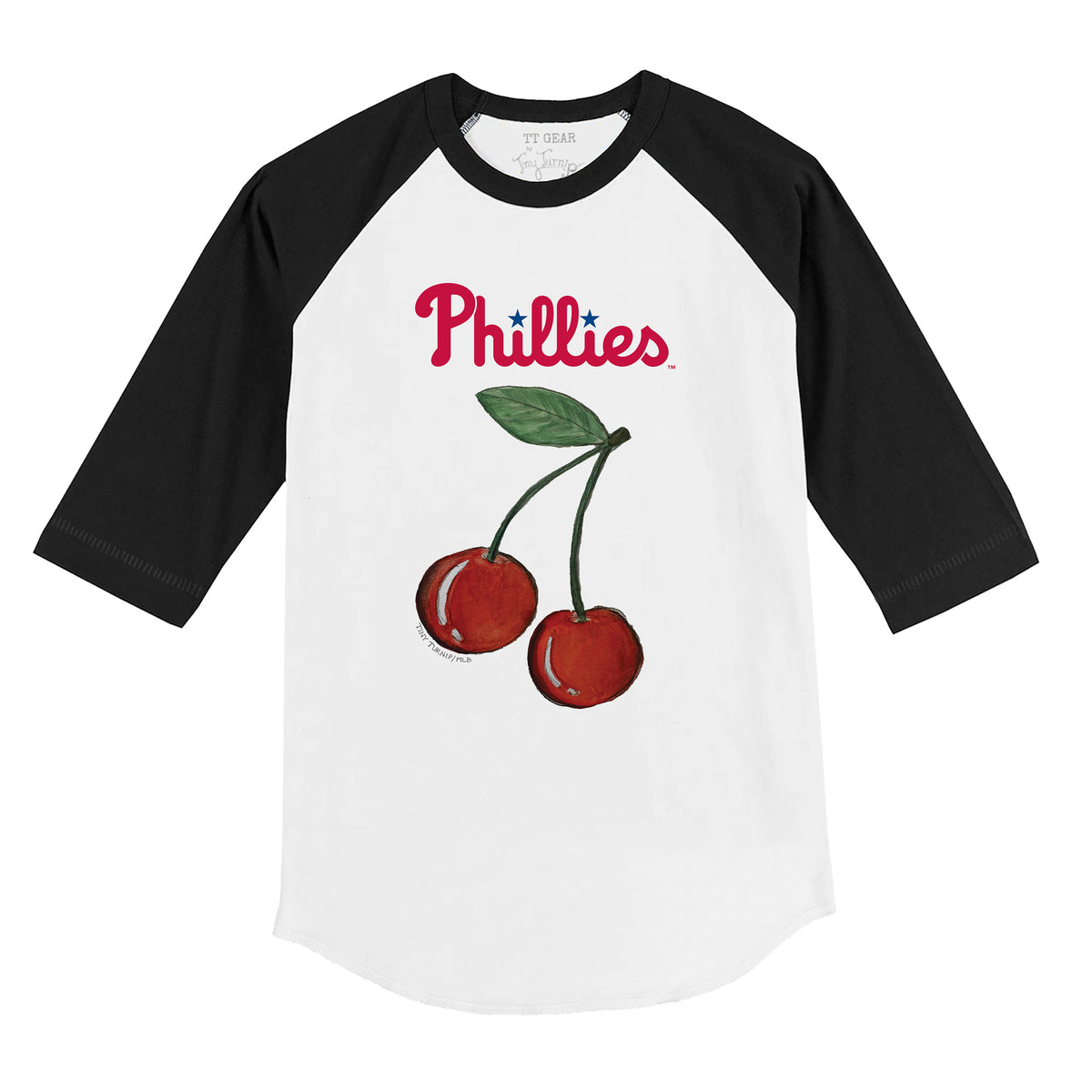 Philadelphia Phillies Cherry 3/4 Black Sleeve Raglan