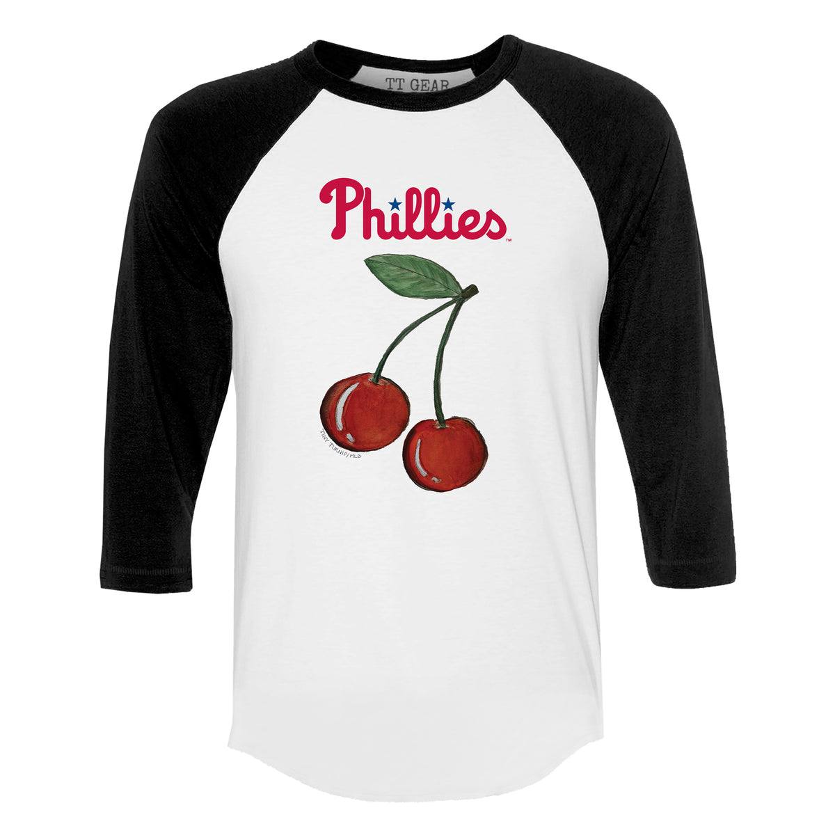 Philadelphia Phillies Cherry 3/4 Black Sleeve Raglan