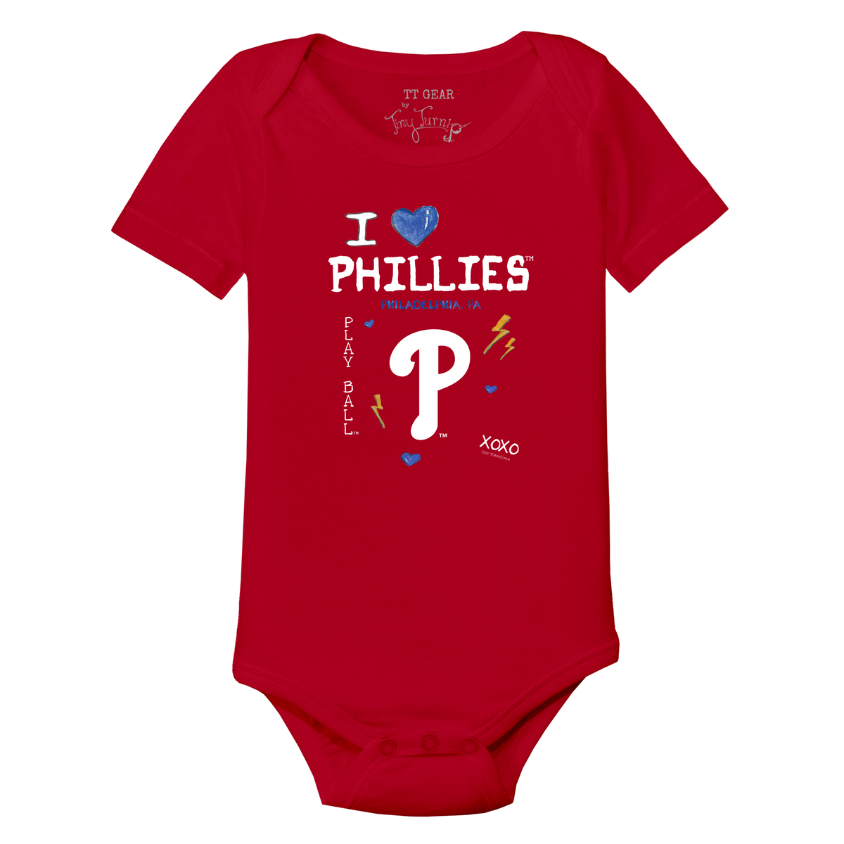 I Heart Phillies Short Sleeve Snapper - Tiny Turnip