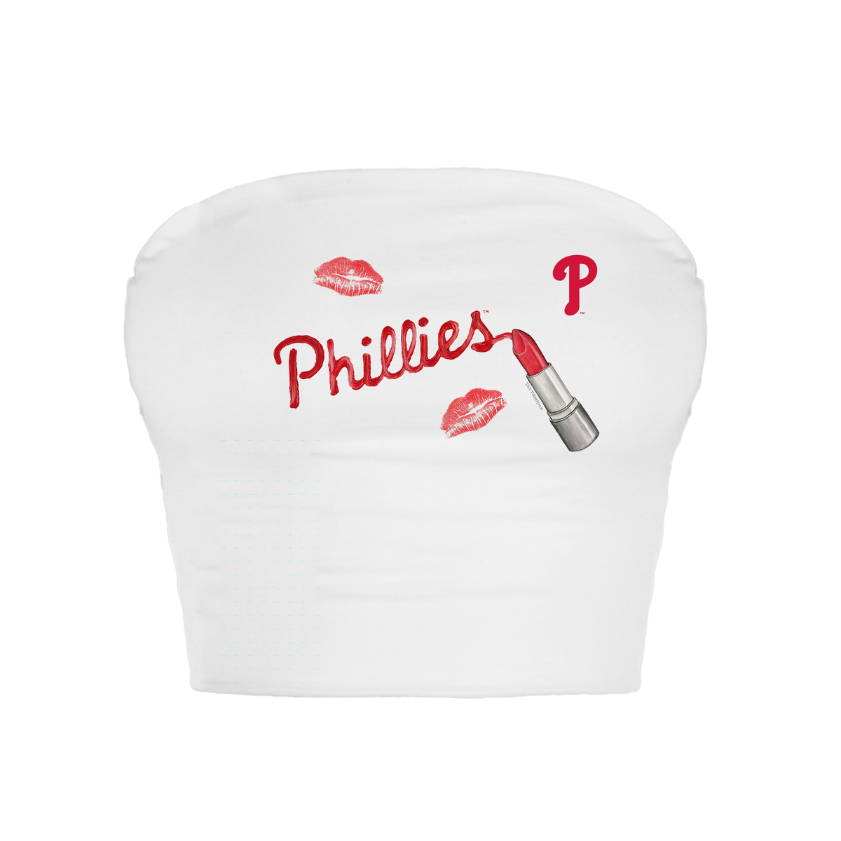 Philadelphia Phillies Lipstick Crop Tube Top - Tiny Turnip