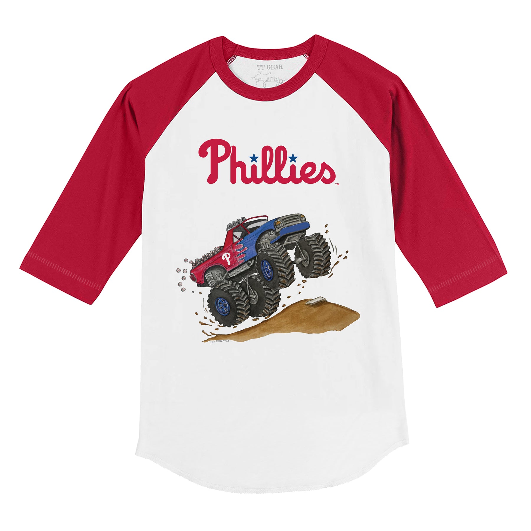 Philadelphia Phillies Monster Truck 3/4 Red Sleeve Raglan