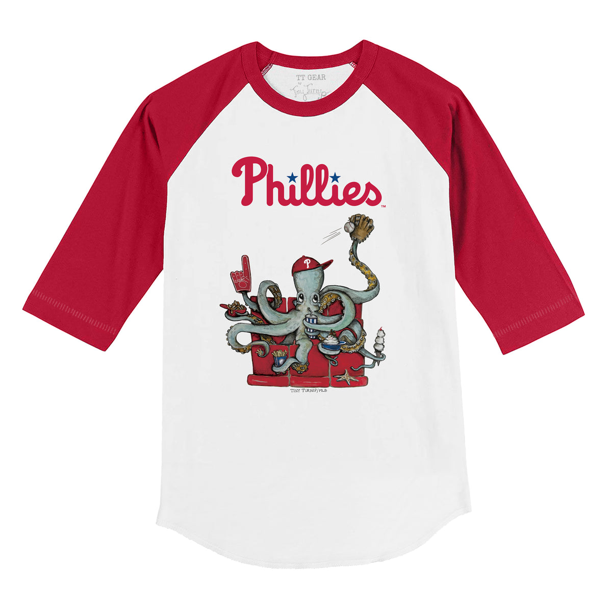 Philadelphia Phillies Octopus 3/4 Red Sleeve Raglan