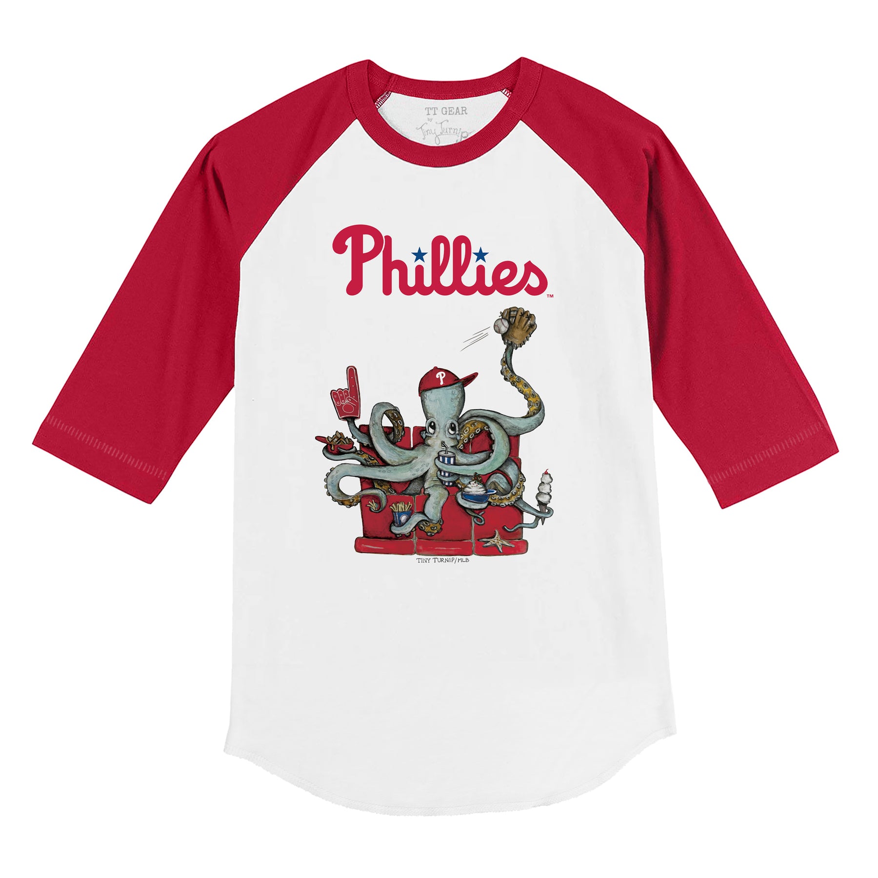 Philadelphia Phillies Octopus 3/4 Red Sleeve Raglan