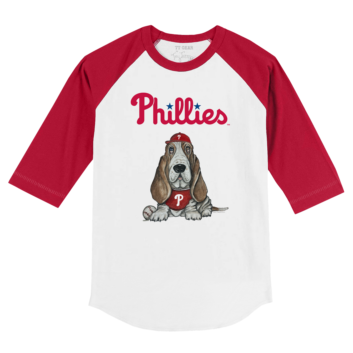 Philadelphia Phillies Puddy 3/4 Red Sleeve Raglan - Tiny Turnip