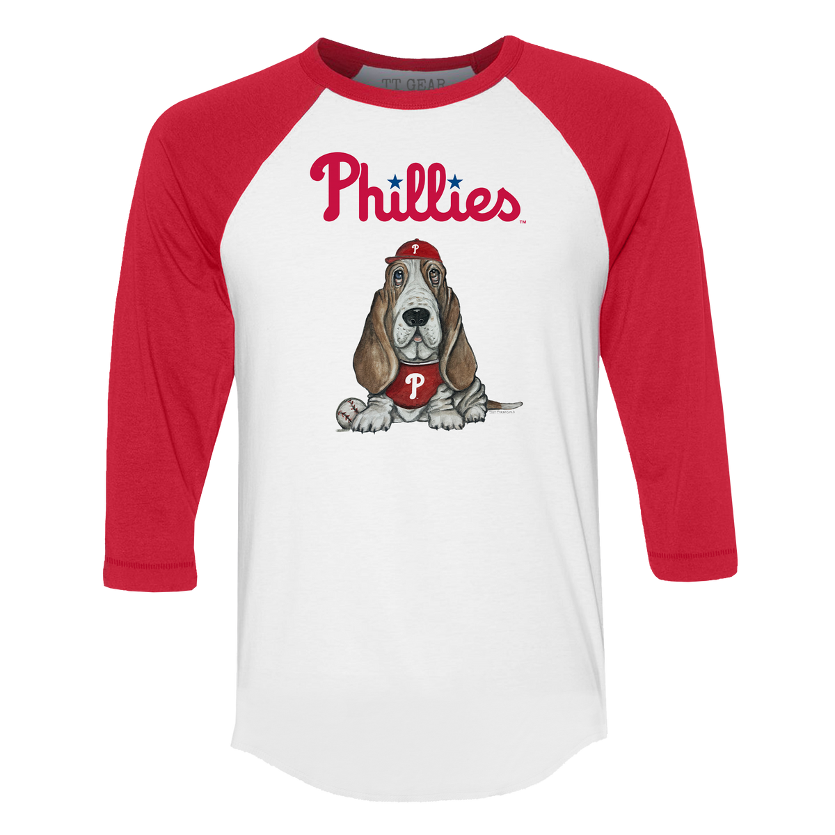 Philadelphia Phillies Puddy 3/4 Red Sleeve Raglan - Tiny Turnip