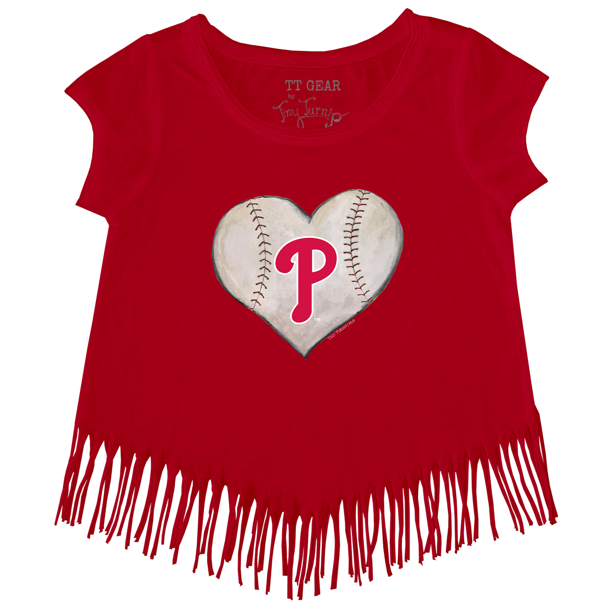 Philadelphia Phillies Stitched Heart Fringe Tee - Tiny Turnip