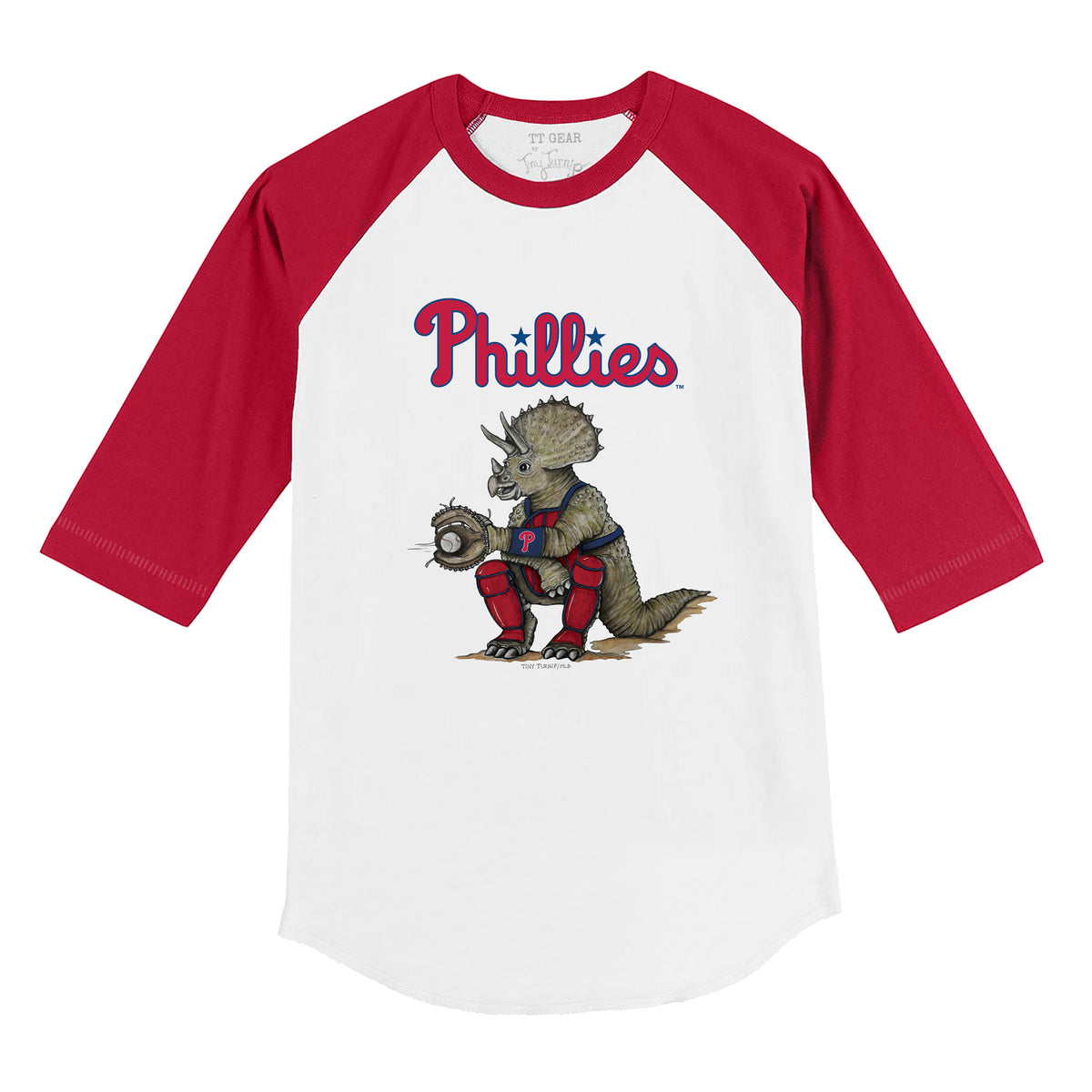 Philadelphia Phillies Triceratops 3/4 Red Sleeve Raglan