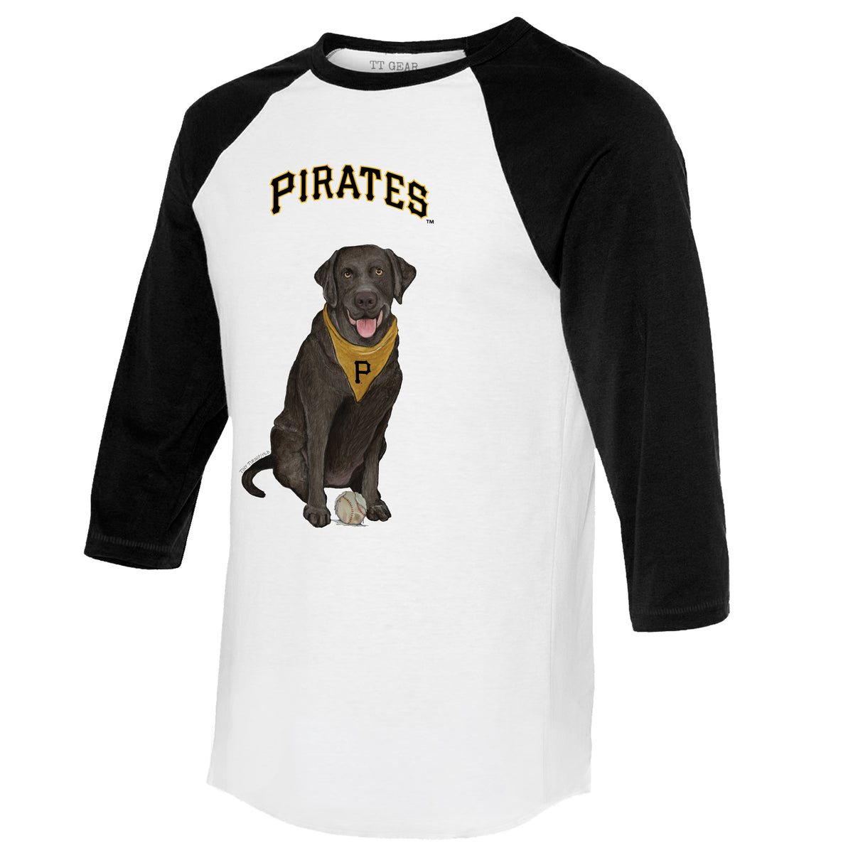 Pittsburgh Pirates Black Labrador Retriever 3/4 Black Sleeve Raglan
