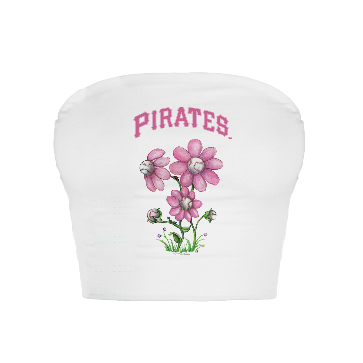 Pittsburgh Pirates Blooming Baseballs Crop Tube Top - Tiny Turnip