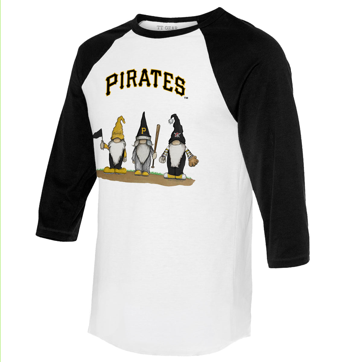 Pittsburgh Pirates Gnomes 3/4 Black Sleeve Raglan