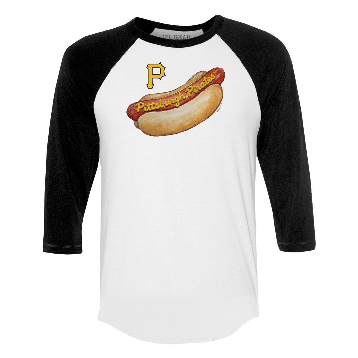 Pittsburgh Pirates Hot Dog 3/4 Black Sleeve Raglan