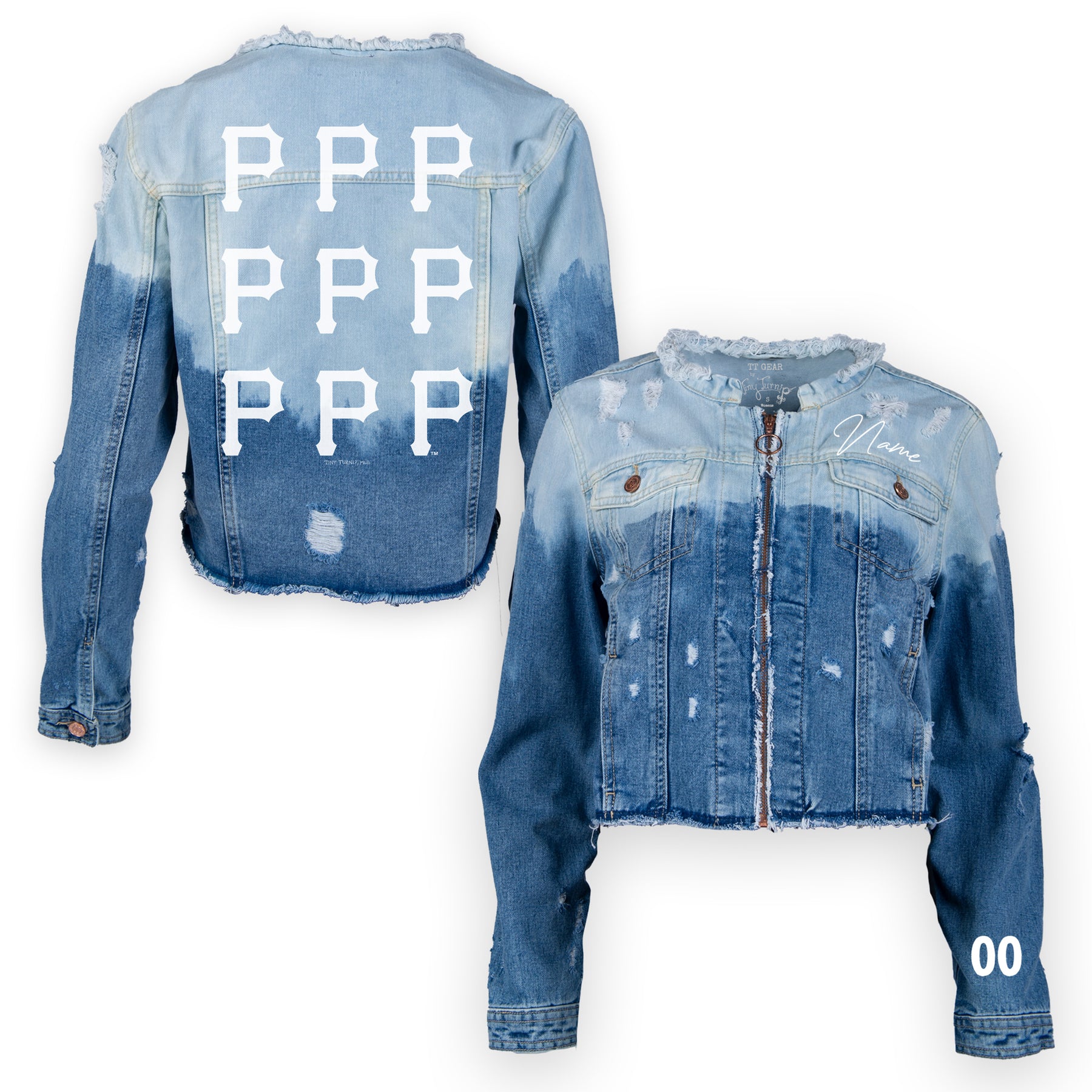 Pittsburgh Pirates Dip-Dyed Khloe Denim Logo Grid