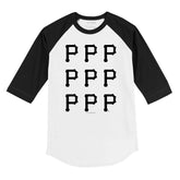 Pittsburgh Pirates Logo Grid 3/4 Black Sleeve Raglan