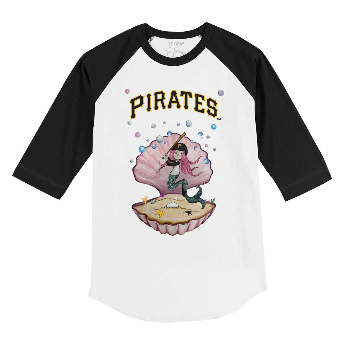 Pittsburgh Pirates Mermaid 3/4 Black Sleeve Raglan