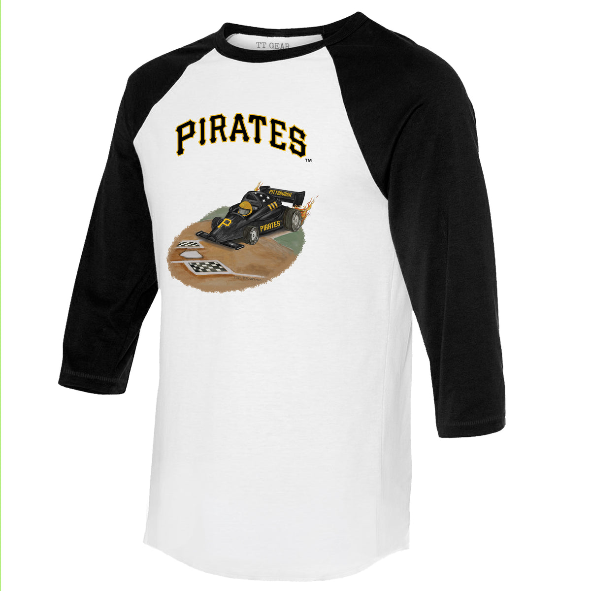 Pittsburgh Pirates Race Car 3/4 Black Sleeve Raglan