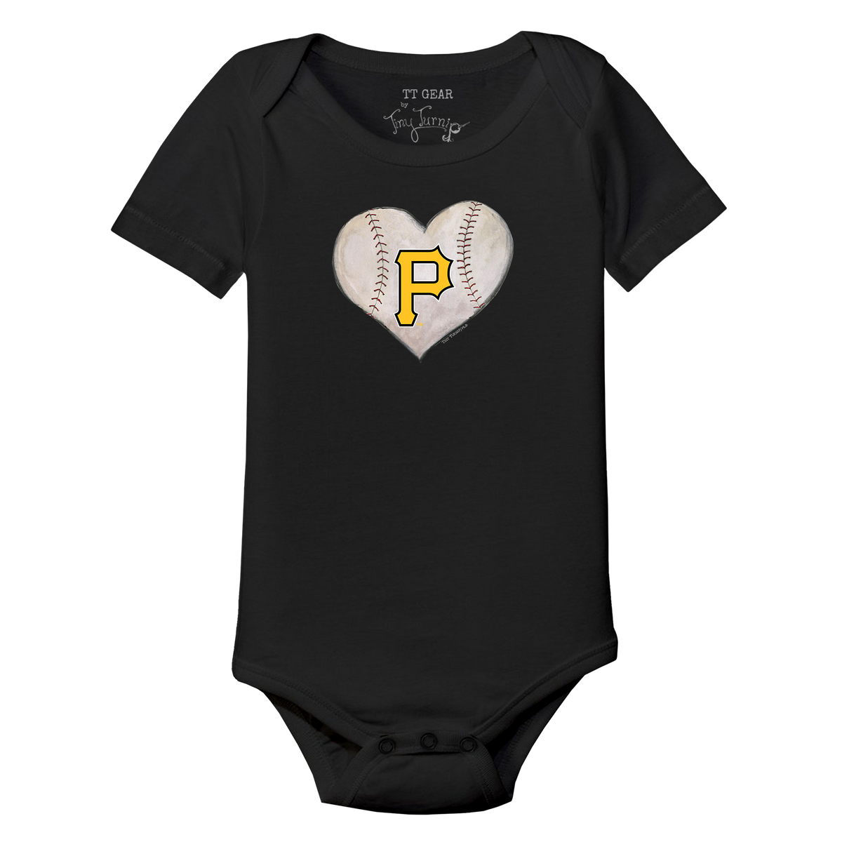 Pittsburgh Pirates Stitched Heart Short Sleeve Snapper - Tiny Turnip
