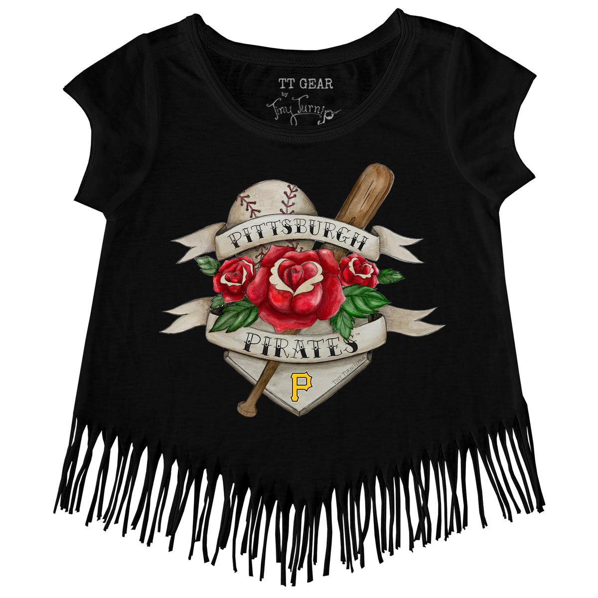 Pittsburgh Pirates Tattoo Rose Fringe Tee