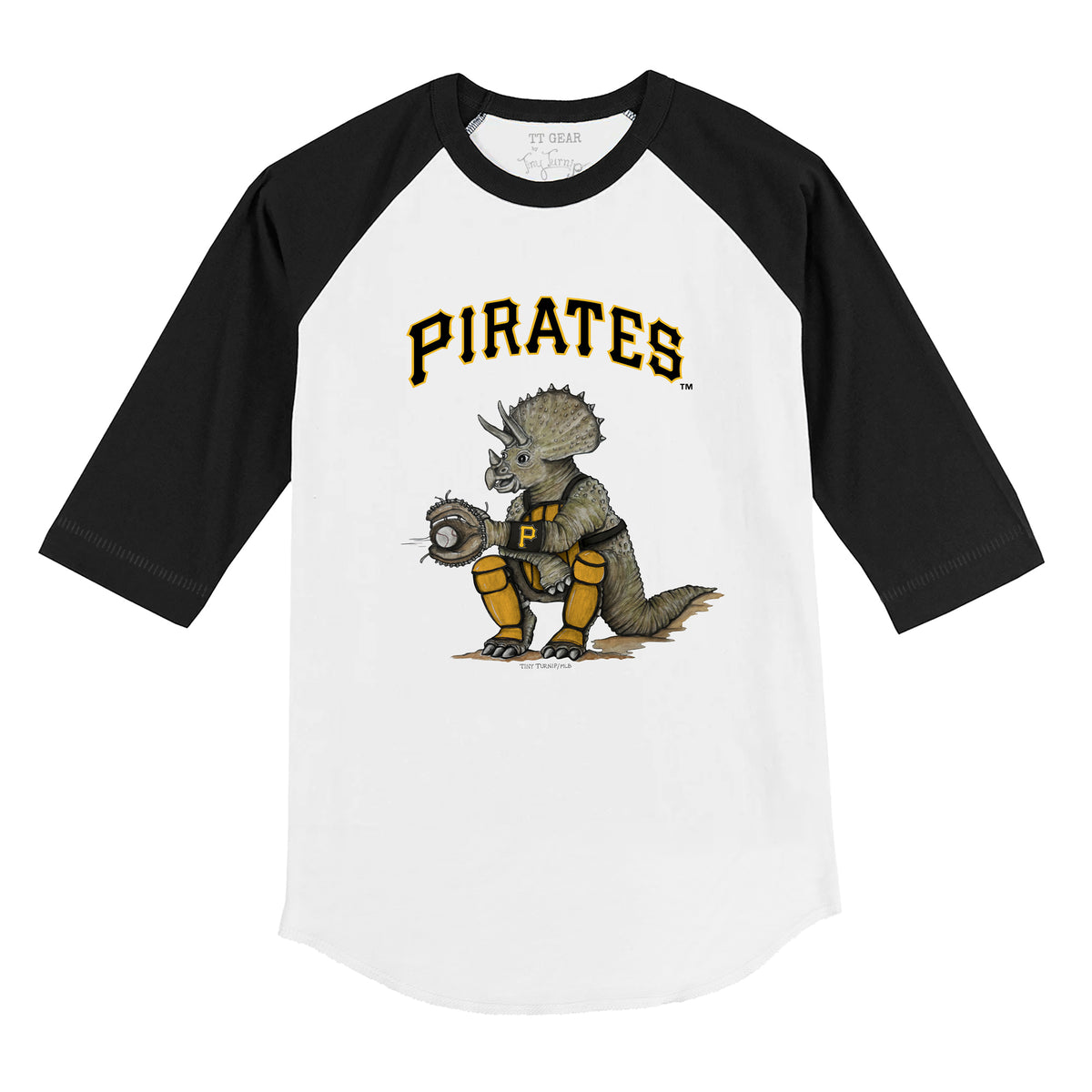 Pittsburgh Pirates Triceratops 3/4 Black Sleeve Raglan