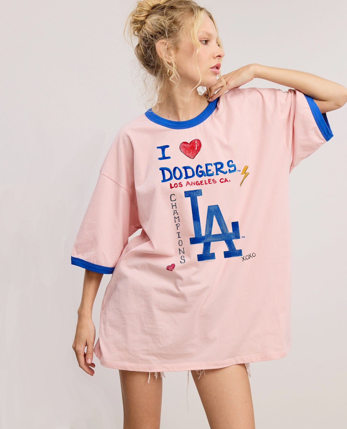 LA Dodgers Chelsea Freeman I Heart Dodgers Rad Ringer Tee