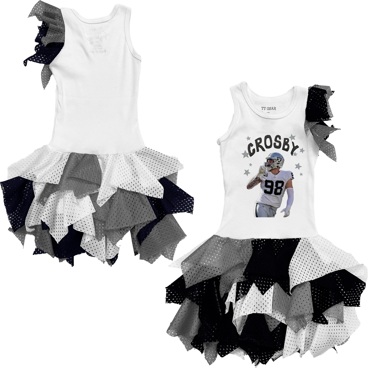 VIP Football: Doodle w/ Photo, Name, Number - Falling Mesh Dress - Tiny Turnip