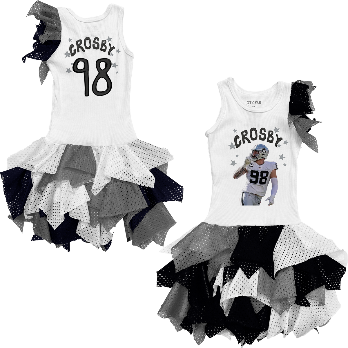 VIP Football: Doodle w/ Photo, Name, Number - Falling Mesh Dress - Tiny Turnip