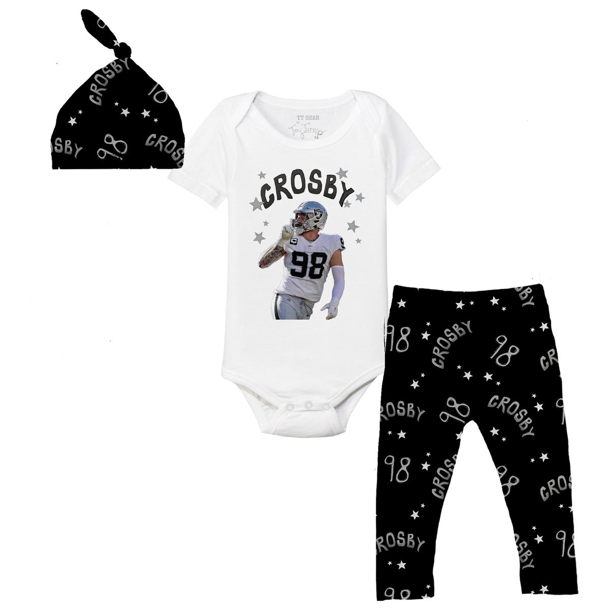 VIP Football: Doodle w/ Photo, Name, Number - Short Sleeve Snapper Layette Set - Tiny Turnip
