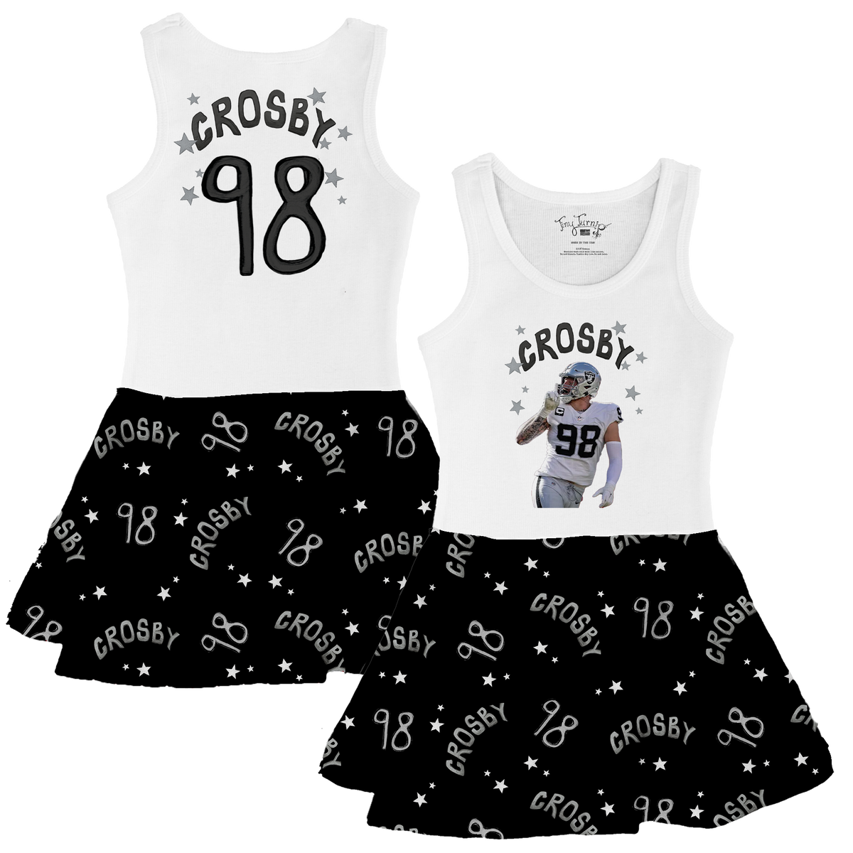 VIP Football: Doodle w/ Photo, Name, Number - Tank Swing Dress - Tiny Turnip