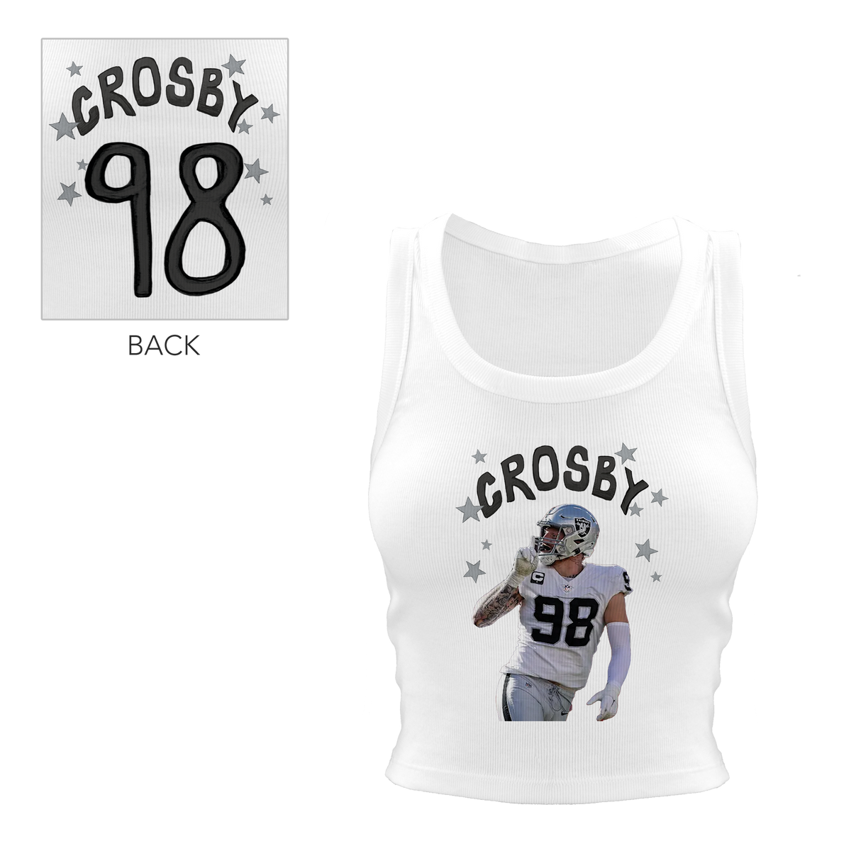 VIP Football: Doodle w/ Photo, Name, Number - Crop Tank - Tiny Turnip