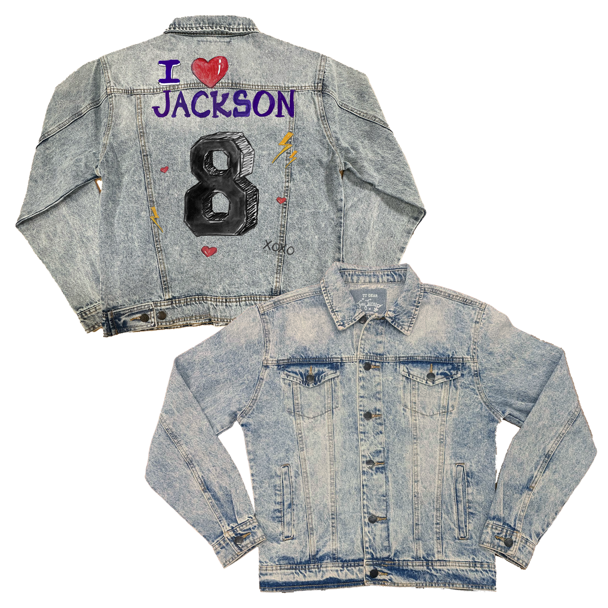 VIP I Heart Player w/ Name, Number - Boyfriend Denim Jacket - Tiny Turnip